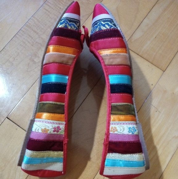 Bumper satin, velvet ribbon ballerina flats women's size 6.5 EUC - Picture 4 of 5